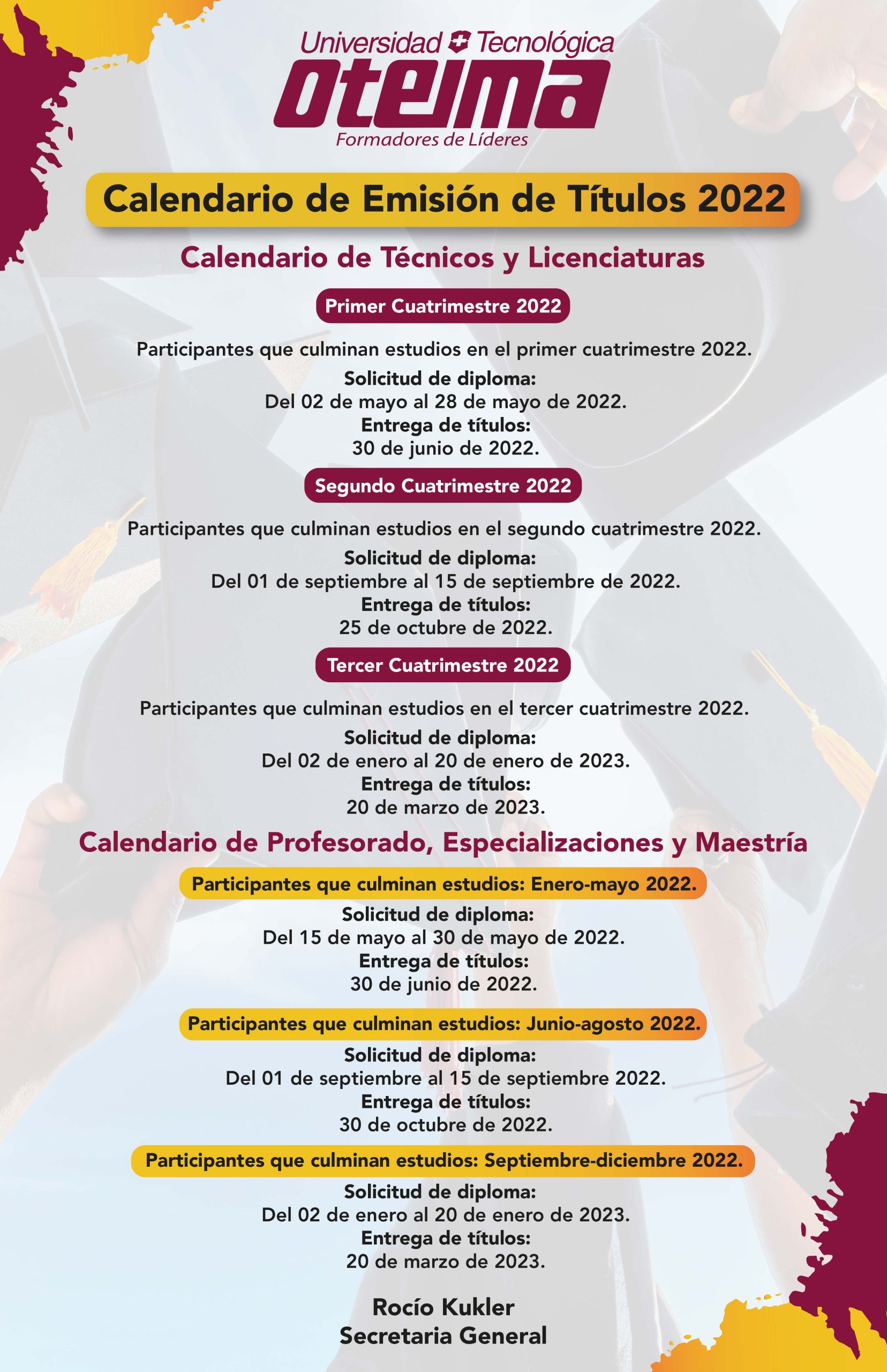 CALENDARIO DE ENTREGA DE DIPLOMAS (1) CALENDARIO DE ENTREGA DE DIPLOMAS (1)