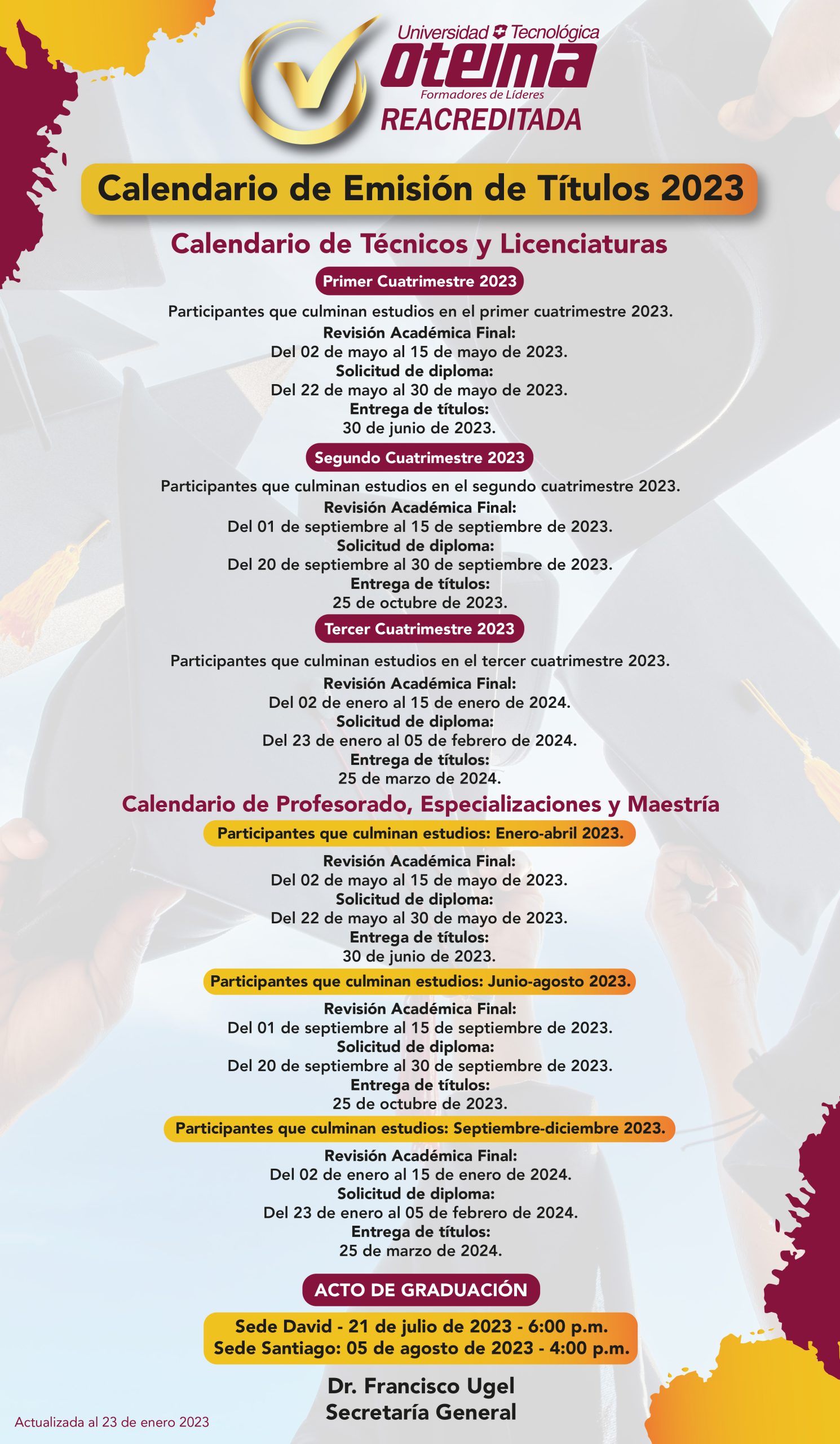 CALENDARIO DE ENTREGA DE DIPLOMAS (4) CALENDARIO DE ENTREGA DE DIPLOMAS (4)
